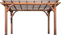 Vista 11 de Backyard Discovery Beaumont - Kit de pérgola tradicional de madera de cedro de 16 x 12 pies con techo enrejado, durabilidad para todas