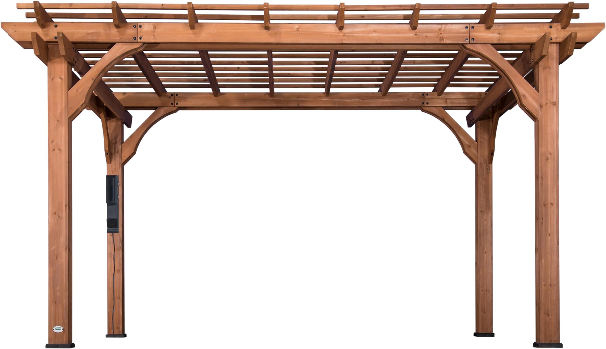 Backyard Discovery 14x10ft All Cedar Pergola Durable Quality Support Construction Snow and Wind Resistant Rot Resistant Backyard Deck Garden Patio Outdoor Entertainment