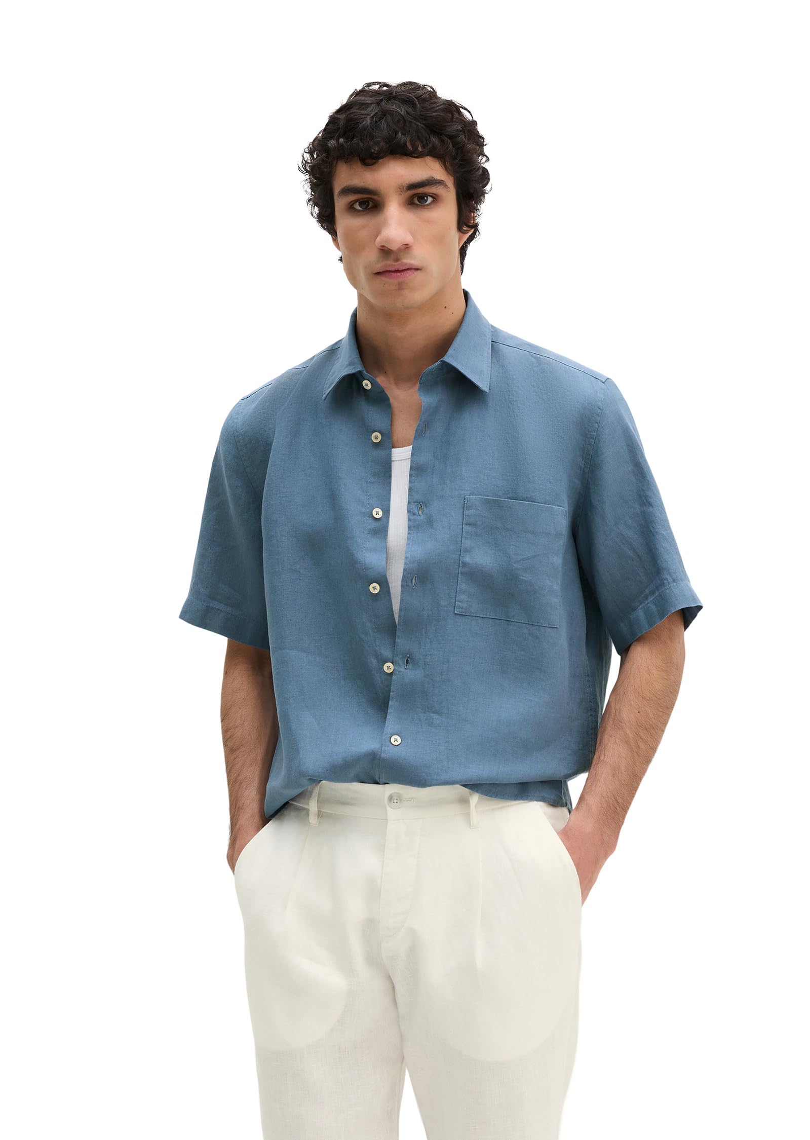 Marc OߴPolo Uomo Camicia in Lino a Maniche Lunghe Regular Fit