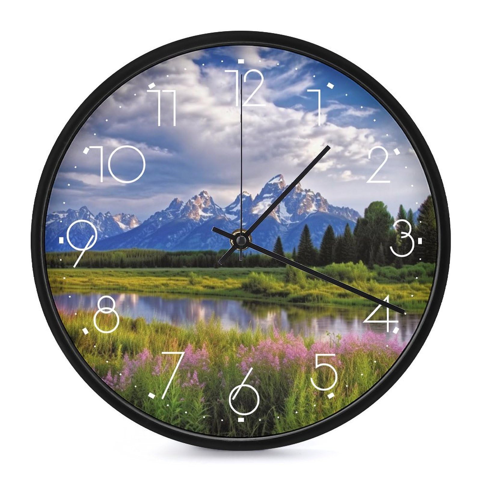 Horloge murale moderne décorative Grand Teton ronde pour bureau et classe