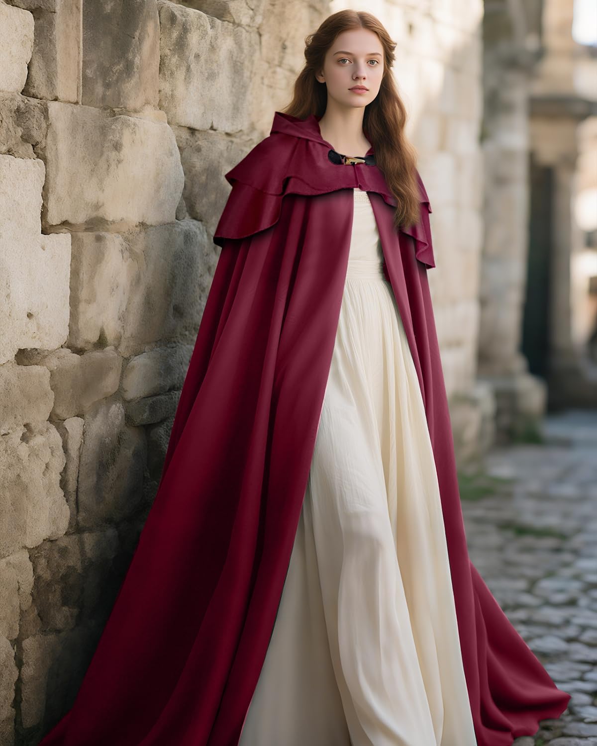 Joukavor Renaissance Hooded Cloak for Women Men Adult Medieval Cape for Renfaire - Image 3