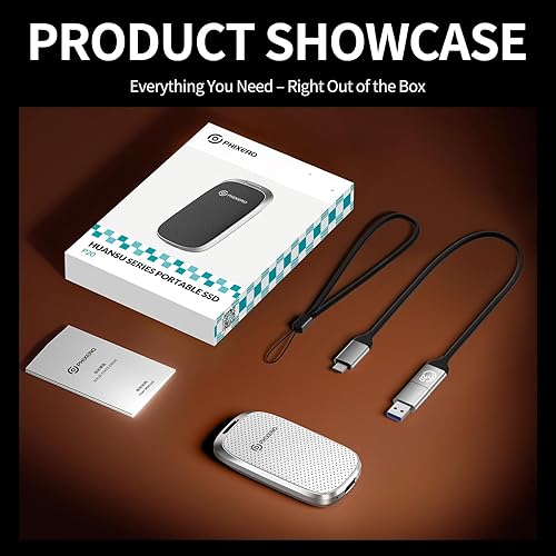 Miniatura 7 de PHIXERO P20 SSD portátil externo de 2 TB, hasta 2050 Mbs, unidades externas de estado sólido con cable USB C 2 en 1 con indicador LED, disco duro