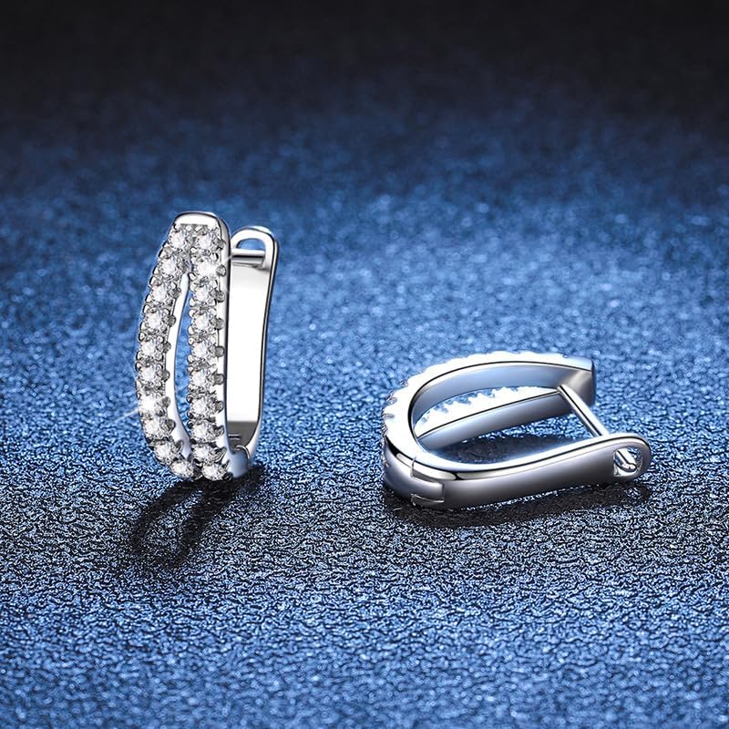 14K Gold Diamond Hoop Earrings for Women, 0.6 Carat Internally Flawless Excellent Cut D-Color in U-Shape, Upscale Minimalist Fashion Accessory