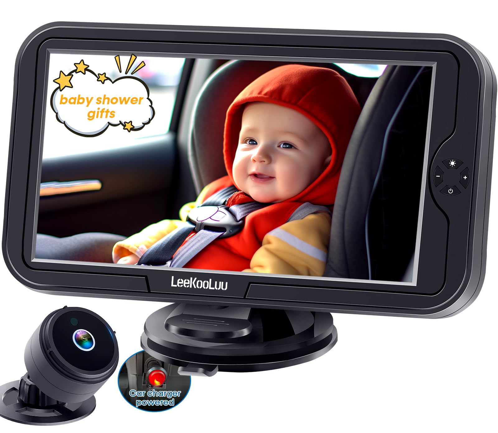 Baby Car Camera for Backseat 1080P - Plug and Play, HD Crystal Night Vision, Easy to Install, 360° Rotation, Wide View Angle, Protect Baby's Eye -
