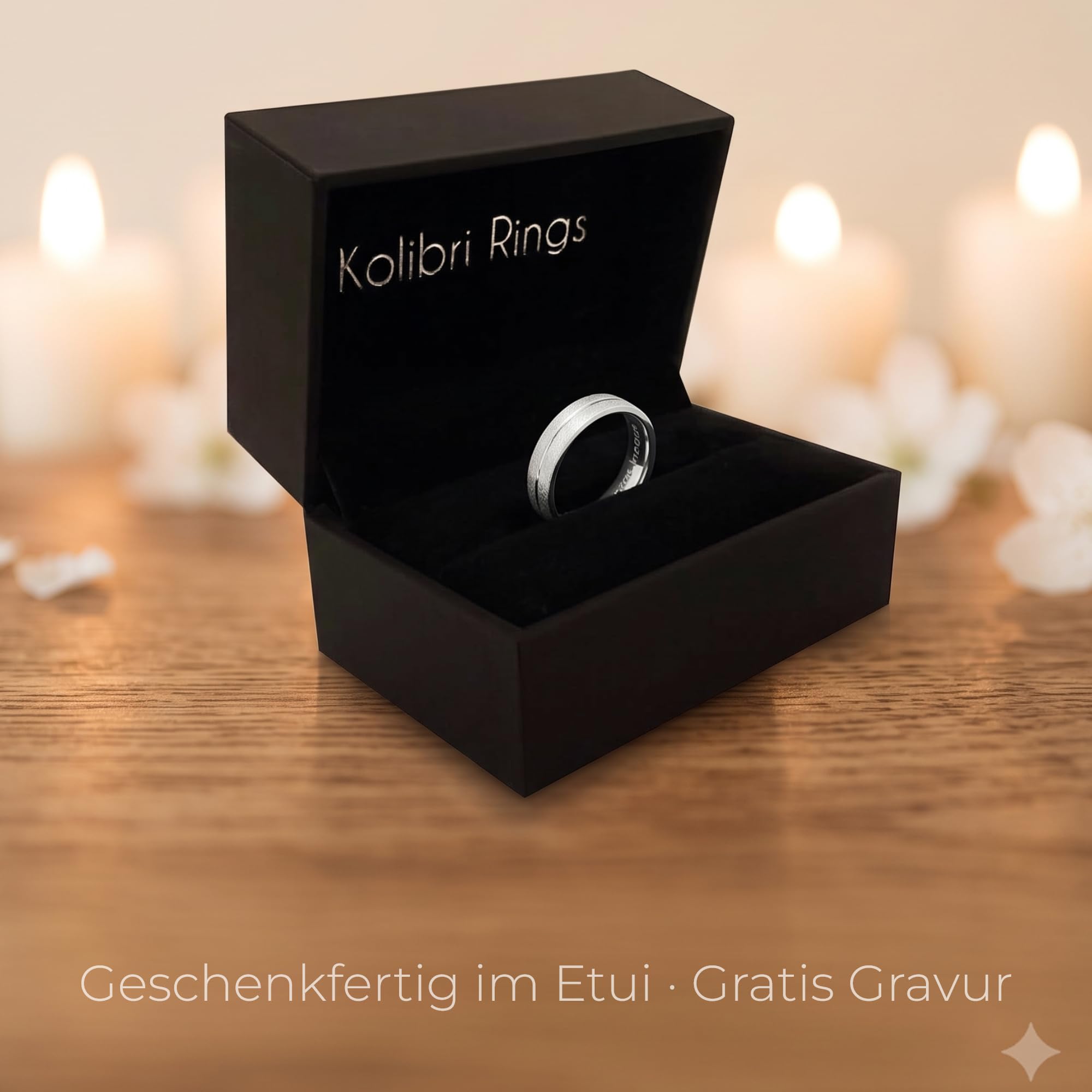 Kolibri Rings Sterling Silber 925 Eismatt Ring Ehering Verlobungsring Partnerring Freundschaftsring - Inkl. Gratis Gravur und Etui