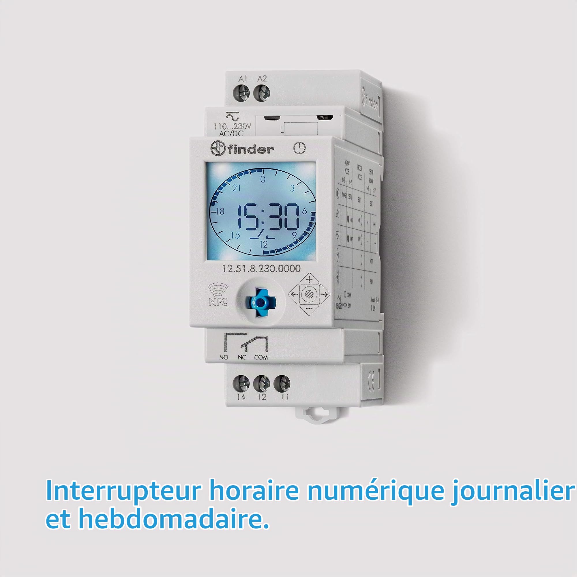 Finder 125182300000PAS Interrupteur horaire jour/hebdo digital 1 inverseur 16 A 230 AC
