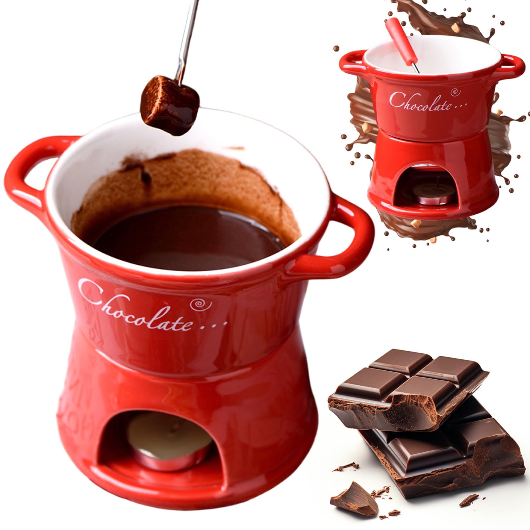 Mug à fondue céramique pour éviter le chocolat brûlé lors de vos soirées