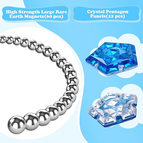 Miniatura 9 de RoomyRoc Esfera magnética antiestrés  Bolas magnéticas de pentágonos  Juego de 12 piezas  rojo cristal  Juguete magnético  Creatividad más allá de