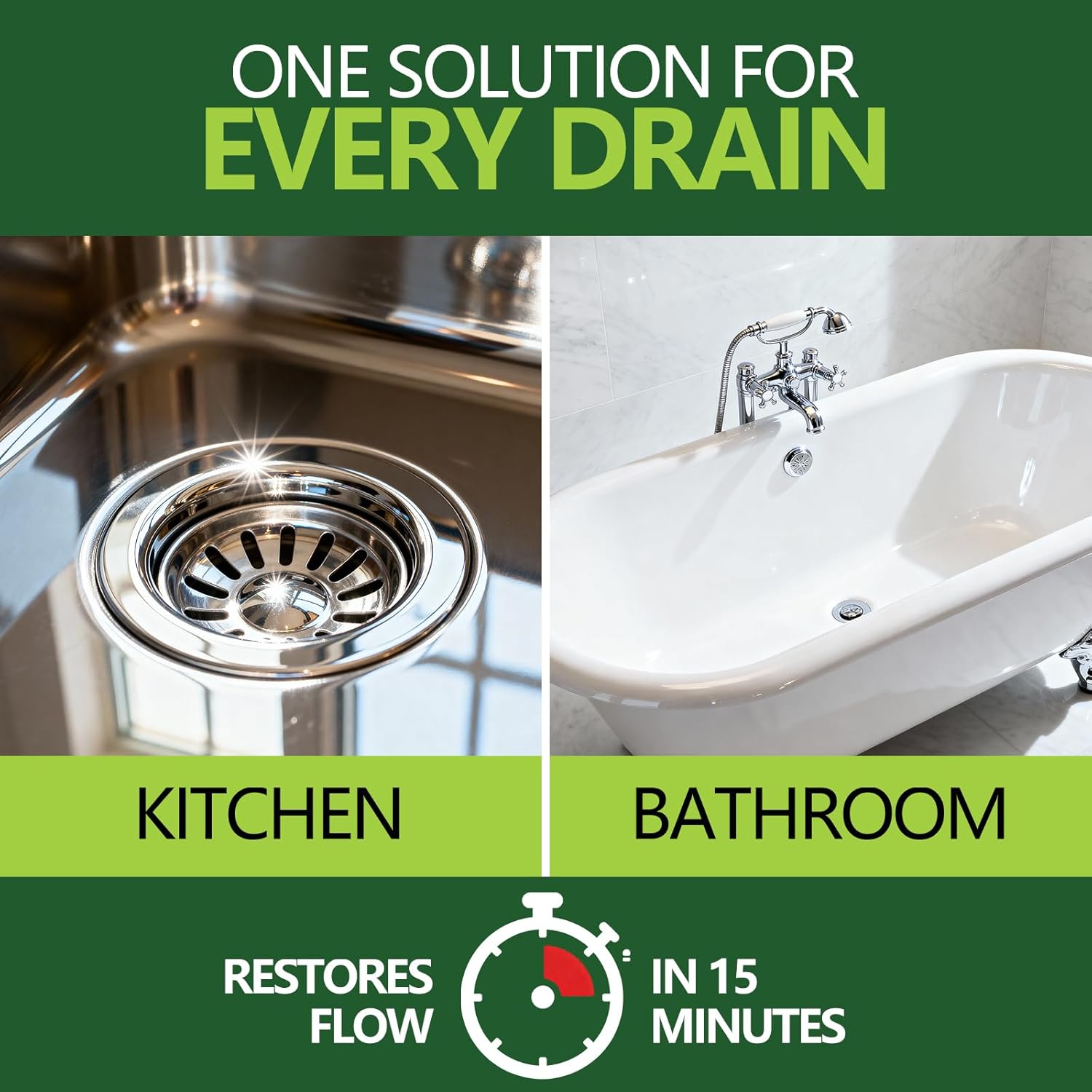 Drain Cleaner Clog Remover Liquid: Sink Kitchen Bathroom Shower Drain Cleaning Solution - Safe for Household Pipes Prevents Build-Up (2Pcs) - Image 4