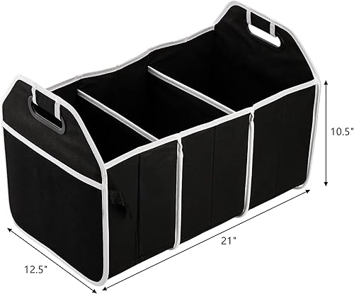 Miniatura 2 de Frcctre Organizador de maletero de automóvil, contenedor plegable de almacenamiento de automóvil de tres compartimentos, organizador de