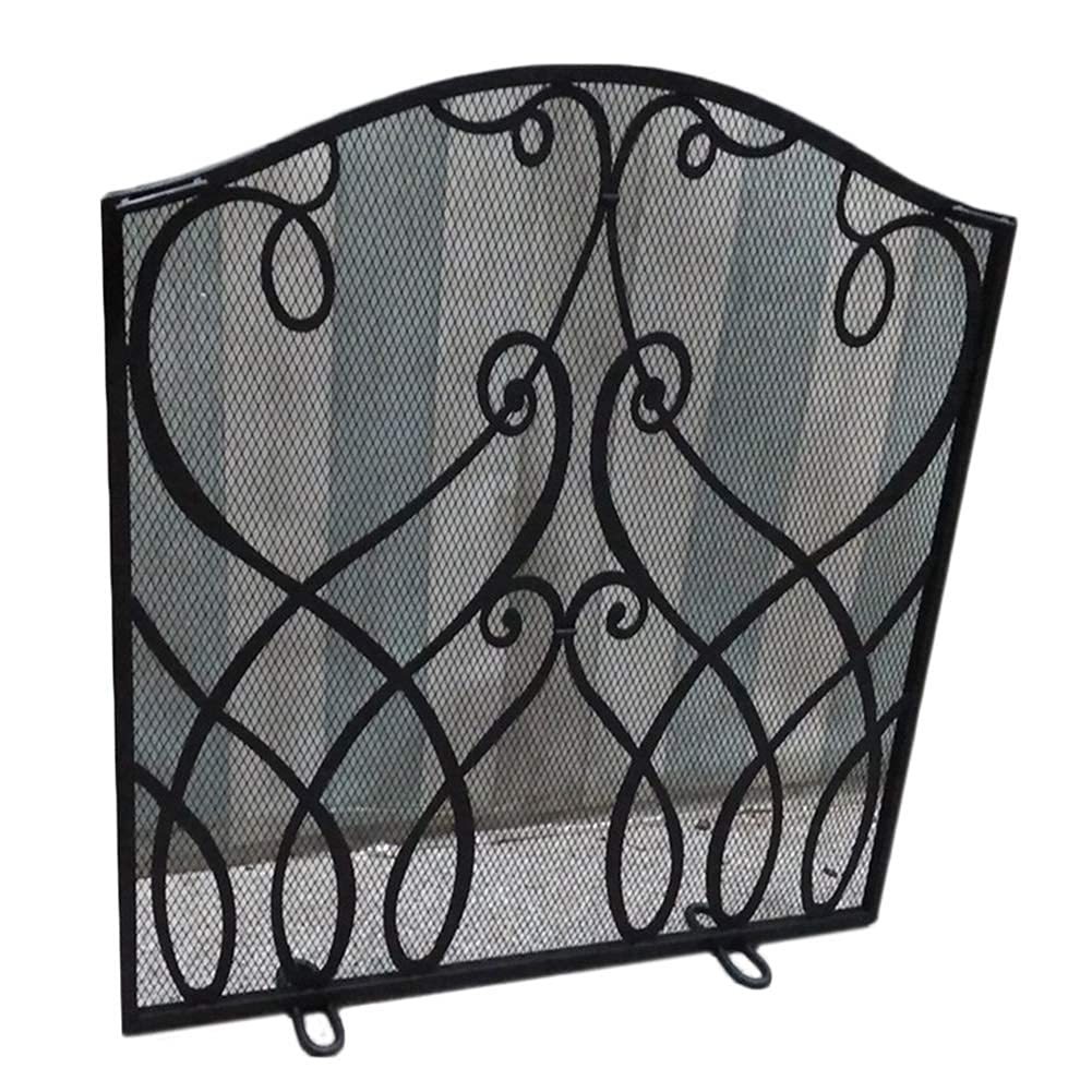 Fireplace Screen Guard, Einteiliger Kaminschutz mit Netzabdeckung ， Handgefertigter schmiedeeiserner Feuerschutz für Funkenschutz und Zubehör für holzbefeuerte Herde