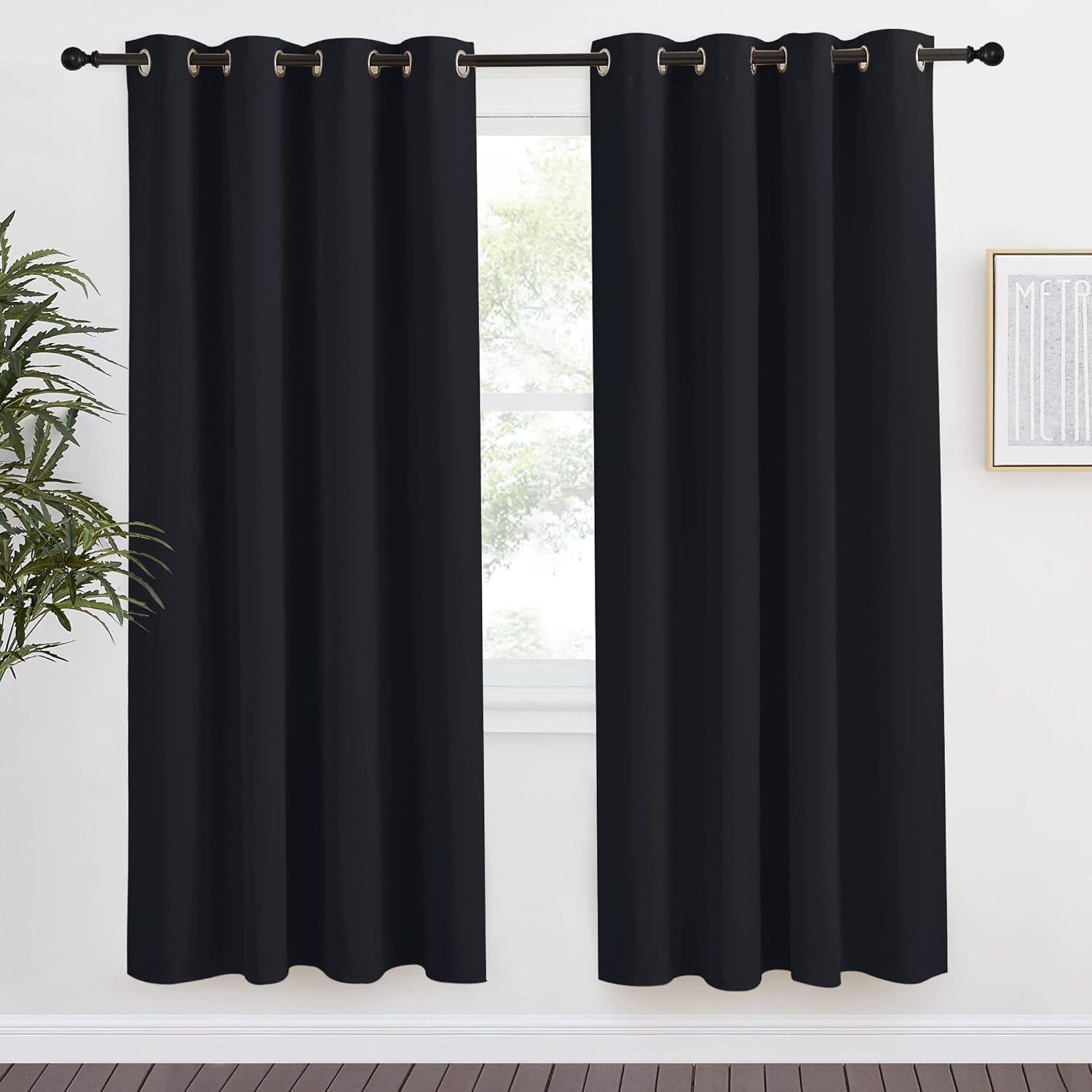 NICETOWN Halloween Black Blackout Curtain 78 inch Length, W55 x L78 Inch, 8 Grommets Top, 1 Piece, Thermal Insulated Modern Window Treatment Soundproof Drape Panel for Bedroom/Living Room