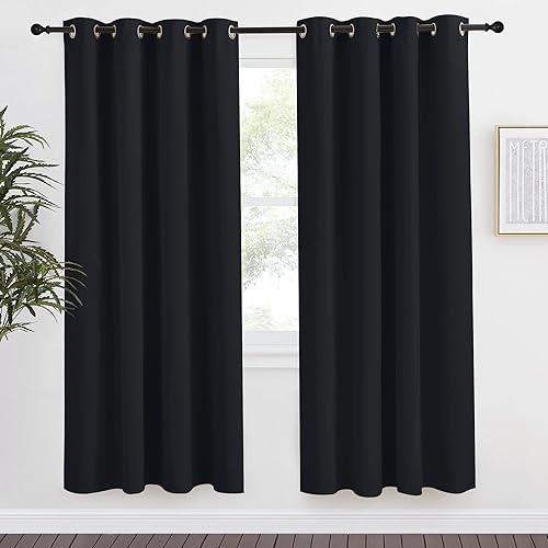 NICETOWN Halloween Black Blackout Curtain 78 inch Length, W55 x L78 Inch, 8 Grommets Top, 1 Piece, Thermal Insulated Modern Window Treatment Soundproof Drape Panel for Bedroom/Living Room