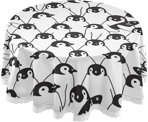 Miniatura 31 de Decoración de mesa para fiesta Gunge negro notas musicales, mantel redondo de poliéster musical retro, mantel redondo de encaje blanco de 60 Notas