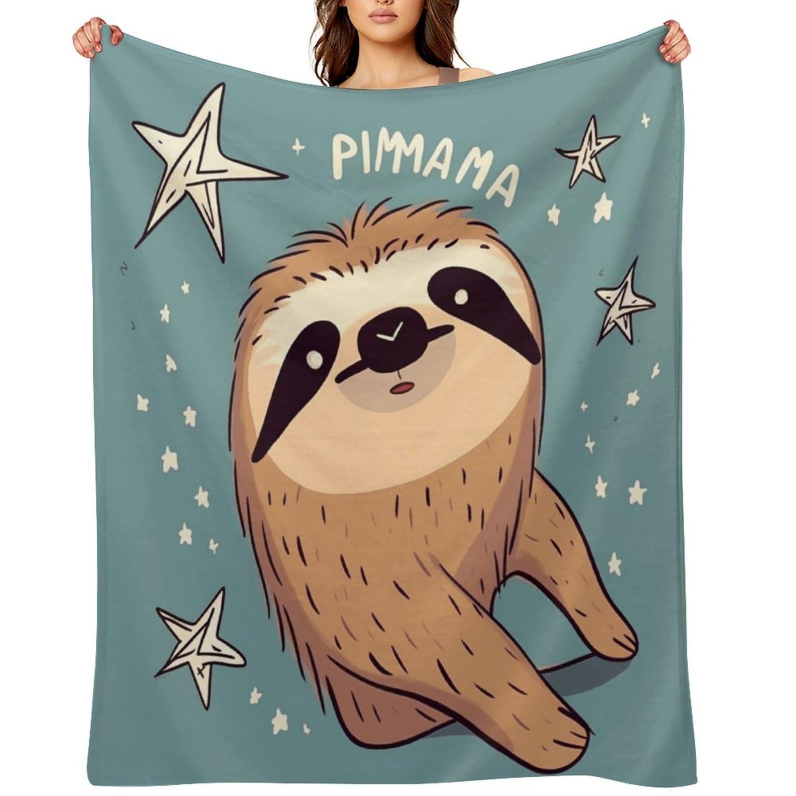 Funny Sloth Stars Throw Blanket for Couch and Bed Super Soft Warm Lightweight Throw Blankets Cozy Fuzzy Flannel Blanket Personalized Decorative Blankets for Sofa Decor 40"x50"