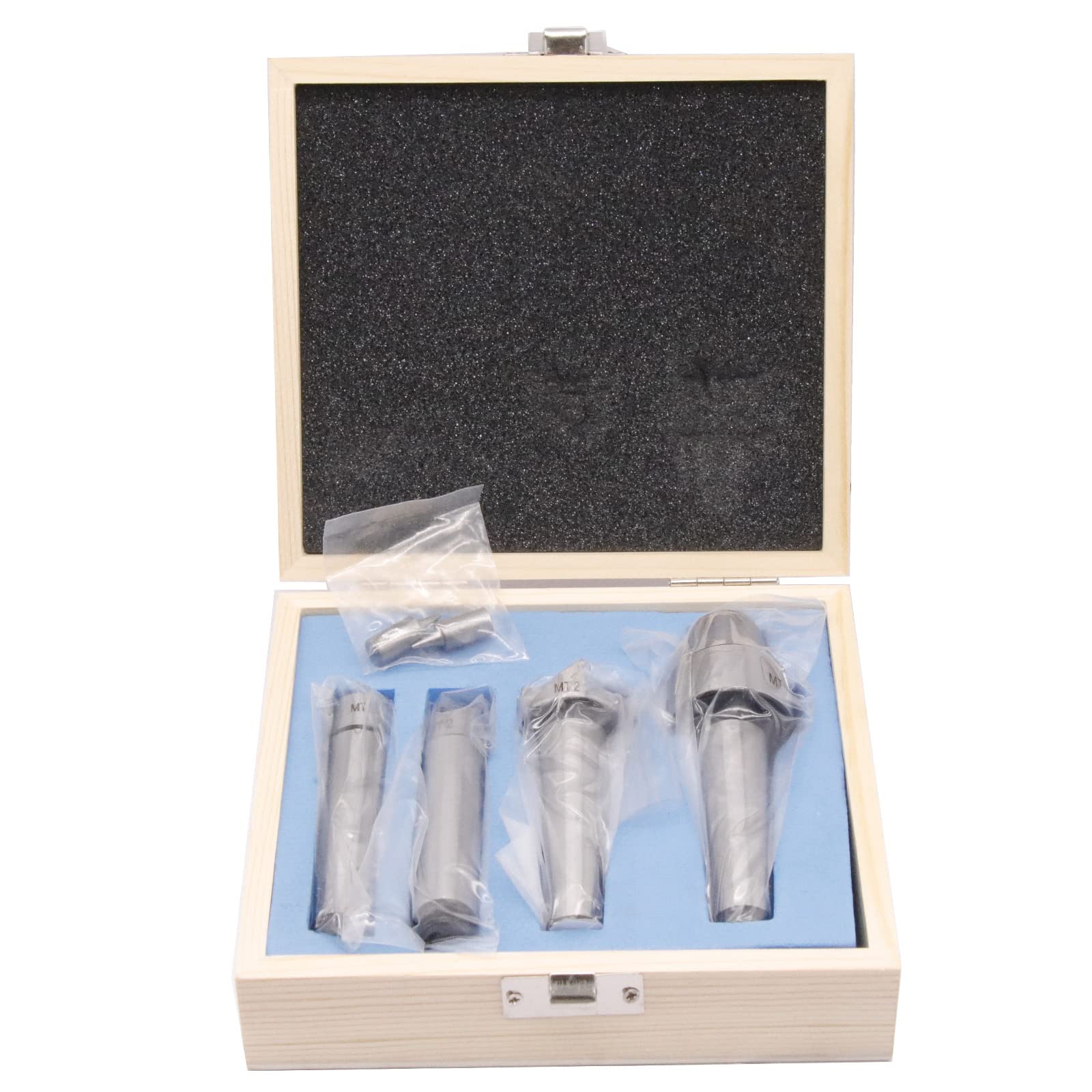Juego de 4 piezas de torno de madera MT2 con 2 puntas de repuesto adicionales, kit de herramientas de carpintería MT2 para torno de madera y metal, dedal de carpintería con caja de madera