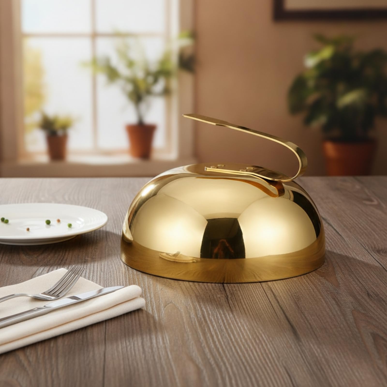 Coperchio Cottura Griglia Acciaio Inox 304 Cupola Professionale con Manico Pratico Finitura Levigata Utilizzabile per Interni Ed Esterni, Argento