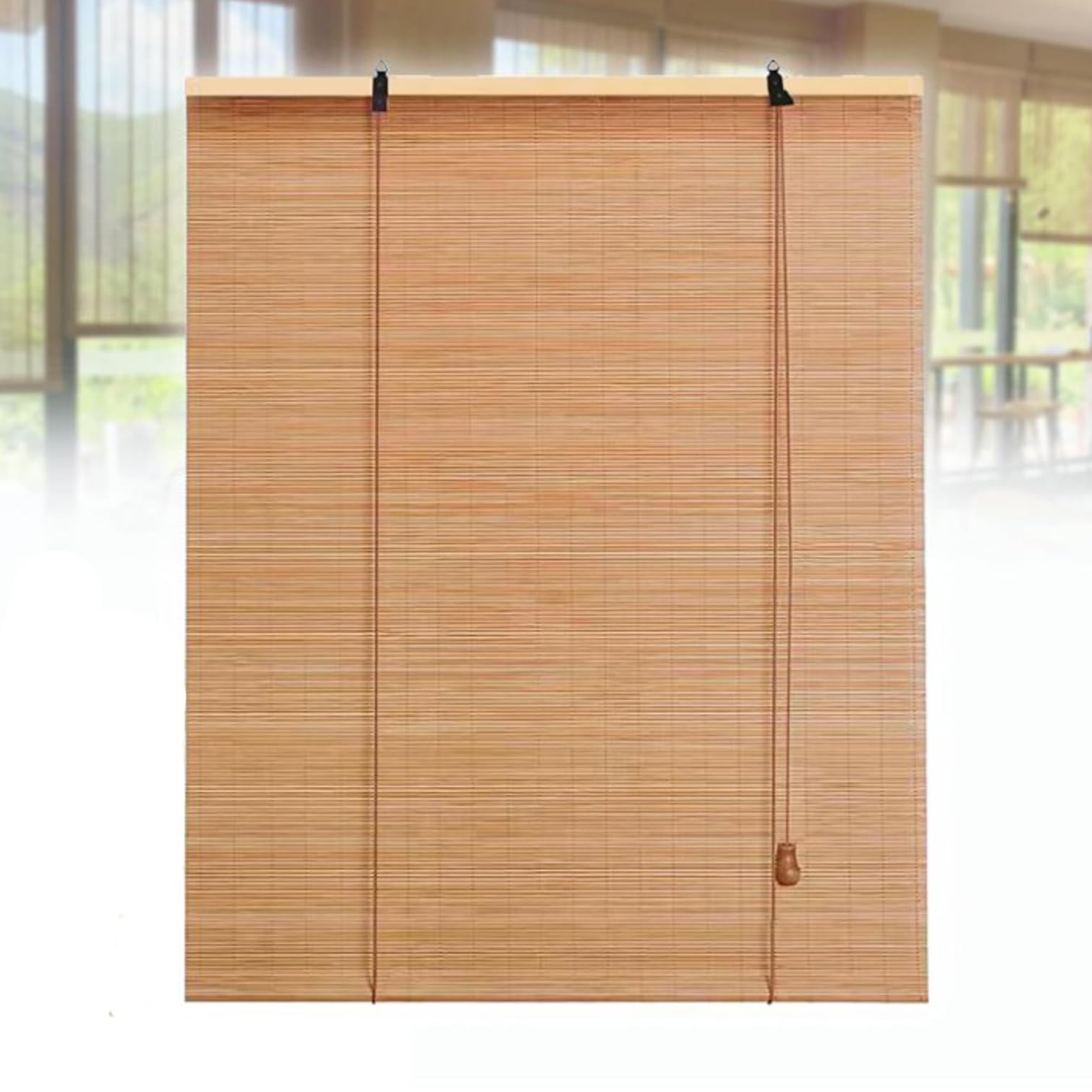 NIANXINN Store Enrouleur Occultant en Bambou,Rideau en Bambou Naturel,Store de Fenêtre Suspendu Filtrant la Lumière,Rouleau en Bois pour Intérieur/Extérieur,Largeur x Hauteur (60cm x 240cm)