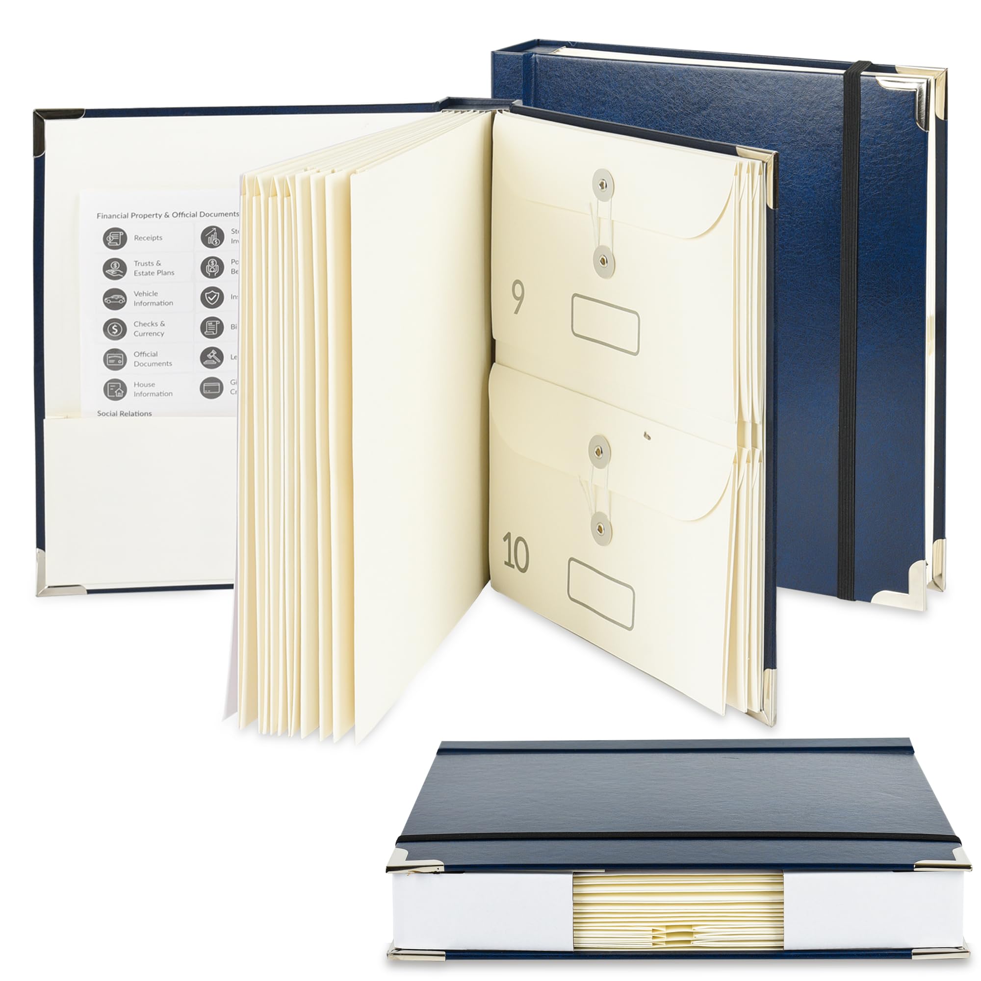 Document Organizer Folio,Leatherette Paper Bound,if I Die Binder,in Case I Go Missing Family Emergency File Folder for Important Papers,Estate Planning,Birth Certificates,Passport(Blue)