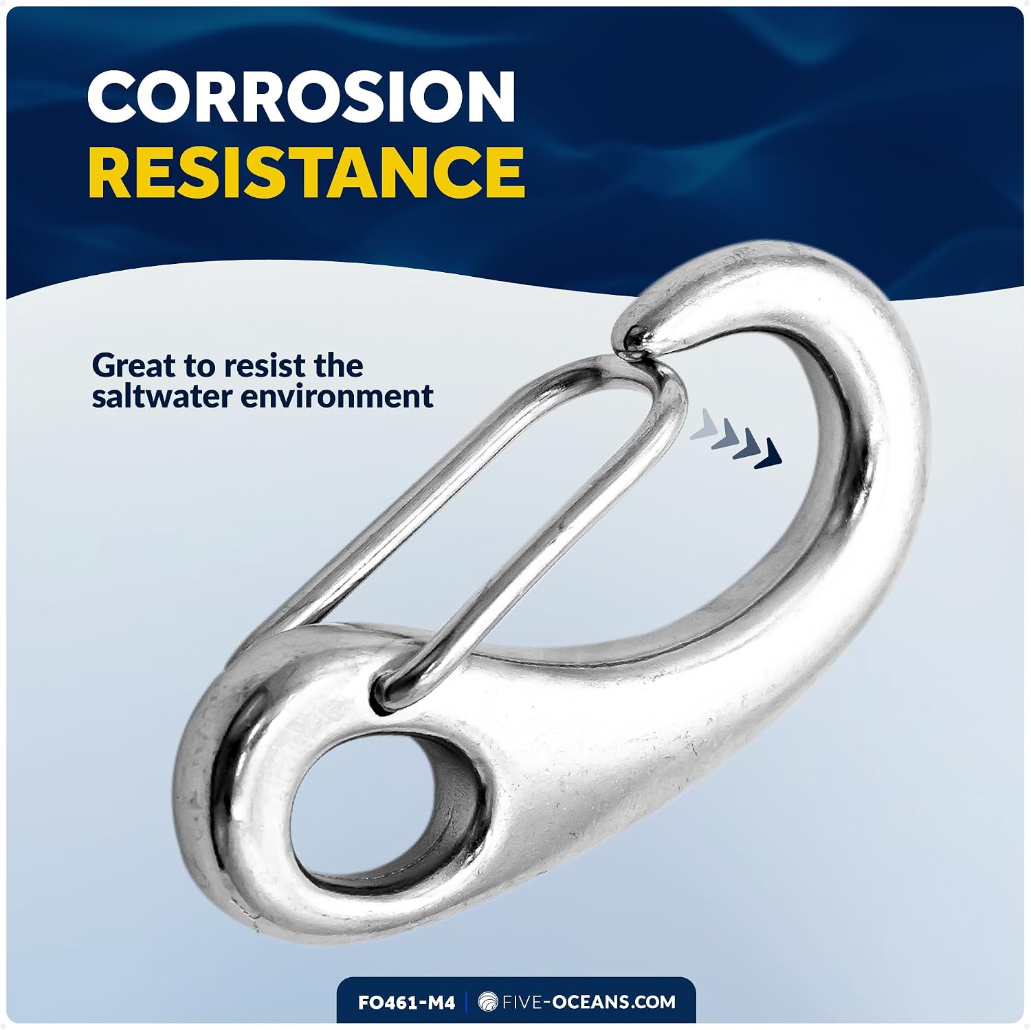 Five Oceans 2" Spring Gate Snap Hook, AISI316 Stainless Steel, 4-Pack - FO461-M4