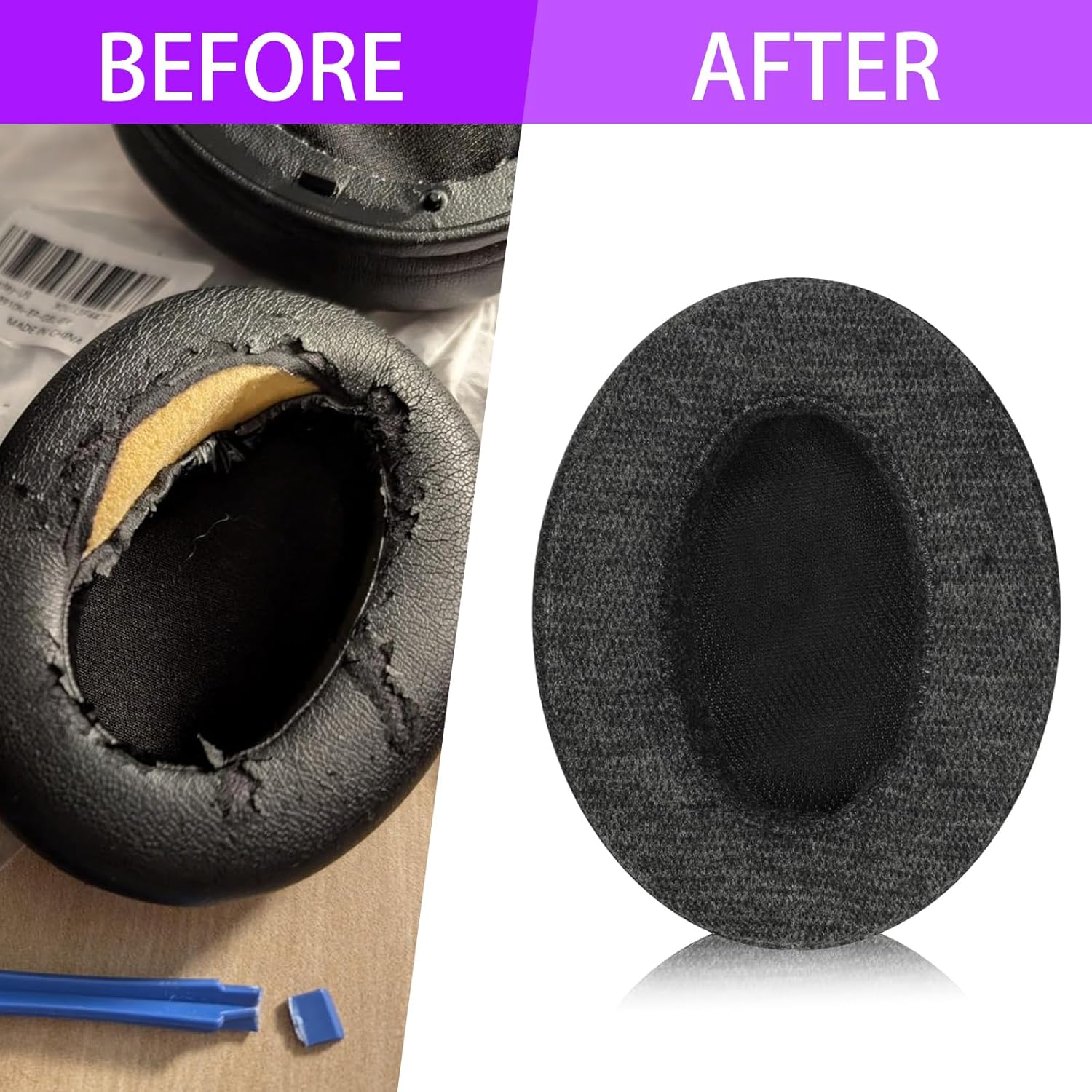 Skin-Friendly Cotton Replacement Earpads for Sony WH-XB910N, Skin-Friendly Cotton Ear Pads Cushions with High-Density Noise Isolation Foam, Keep Warm (Dark Gray) - Image 3