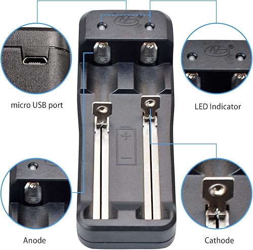 Miniatura 5 de Shockli - Baterías recargables CR2 de 450 mAh, 3.7 V RCR2 (paquete de 4 unidades) con cargador de batería de 2 ranuras (no para baterías Arlo)