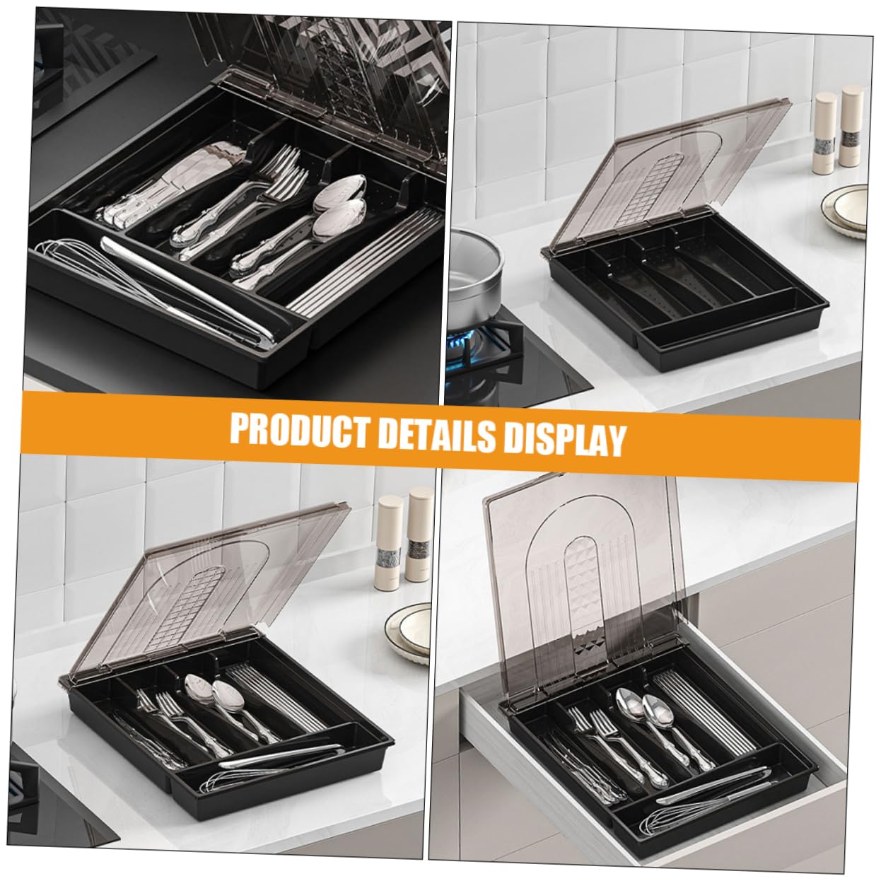 IMIKEYA Organizador De Cubiertos De Cocina Compartimentos Almacenamiento De Utensilios Caja De Corte Transparente para Cubiertos y Utensilios De Cocina