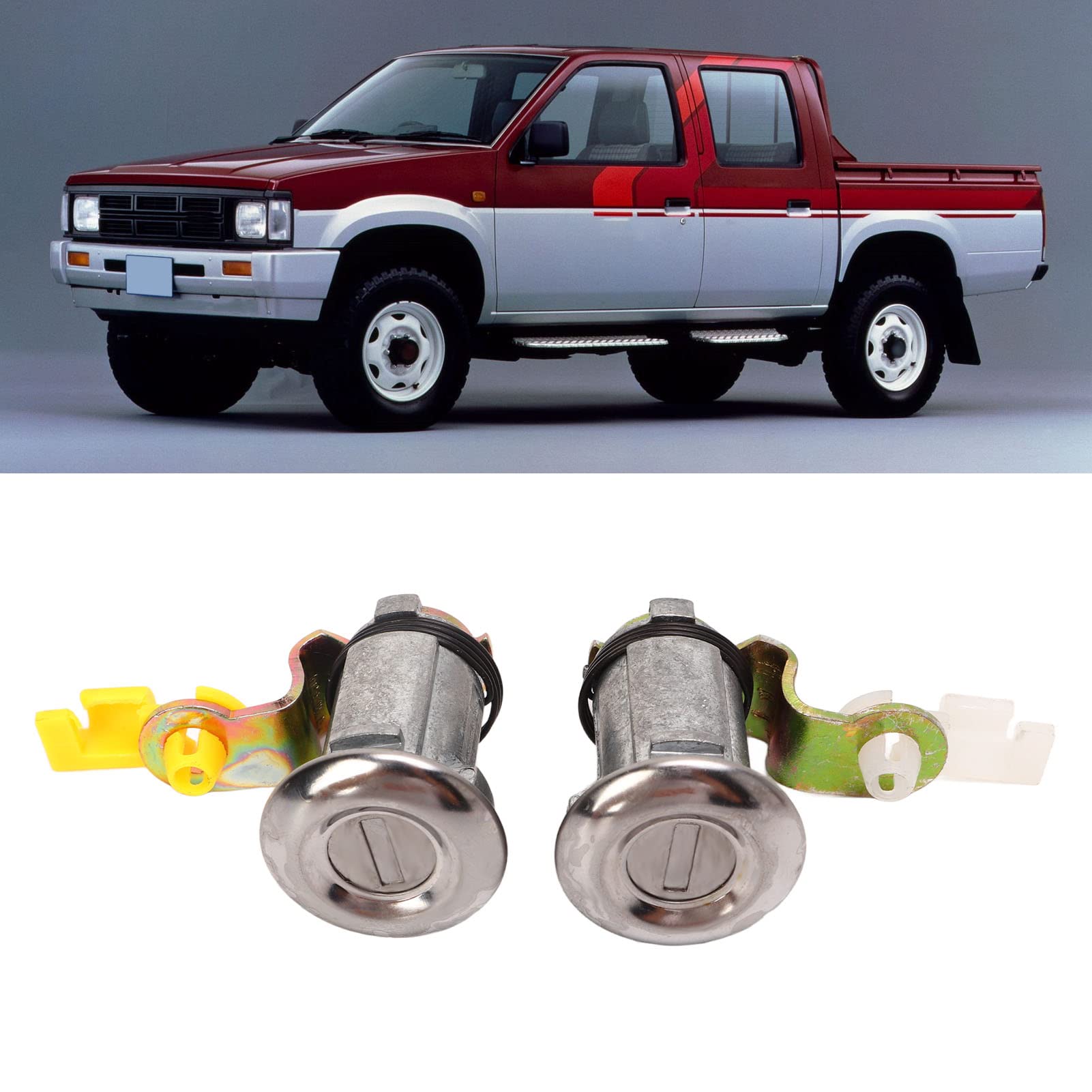 Set Cilindri Serratura Porta Per Pickup 1984-1998, Lato Guida E Passeggero, Con Chiavi, In Metallo E Gomma