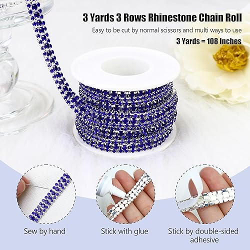 Miniatura 75 de Cadena de diamantes de imitación de cristal para manualidades, cadena de cierre de diamantes de imitación para hacer joyas, pasteles de boda, ramos