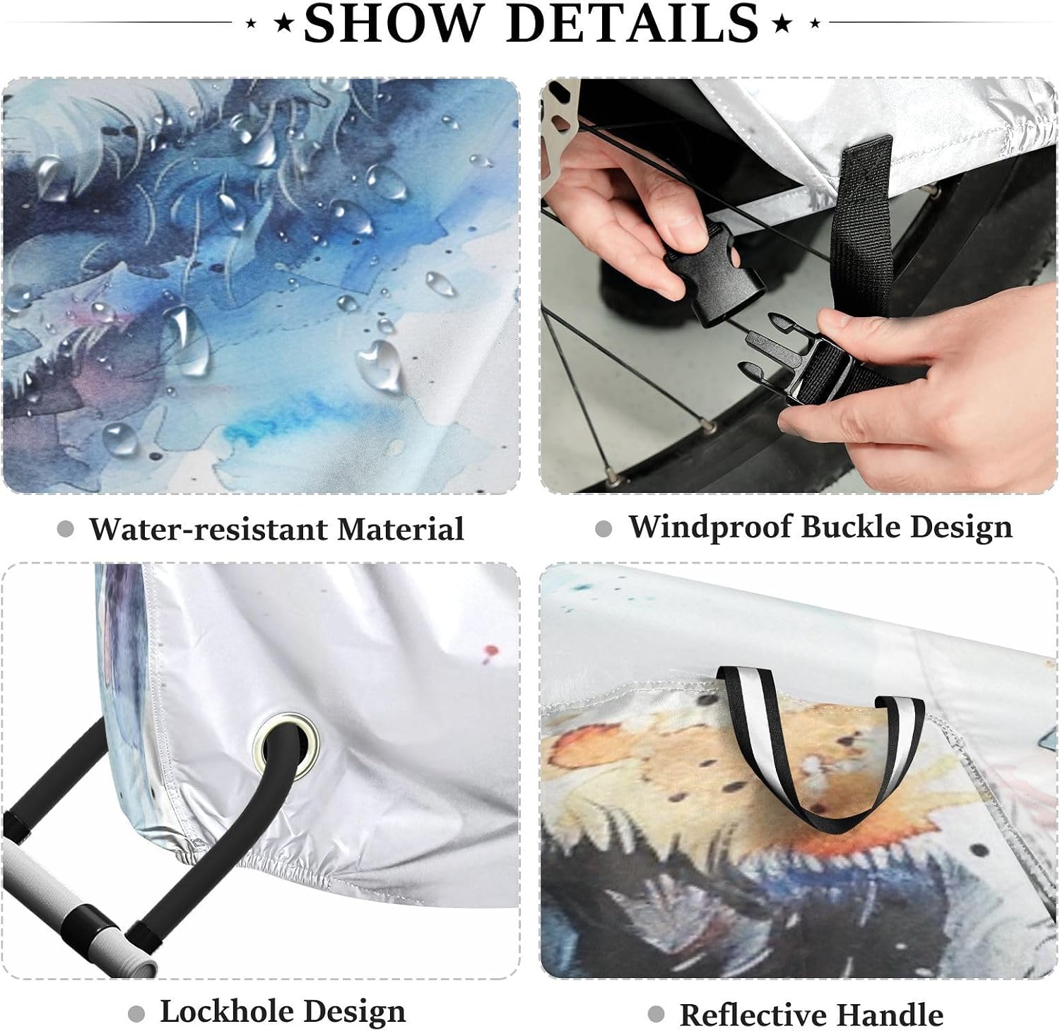 ALAZA Wolf Head Yingyang Bike Cover Waterproof Outdoor Ebike Bicycle Covers Tarp Protection for 1/2 Bikes, Sun UV Dust Wind Proof