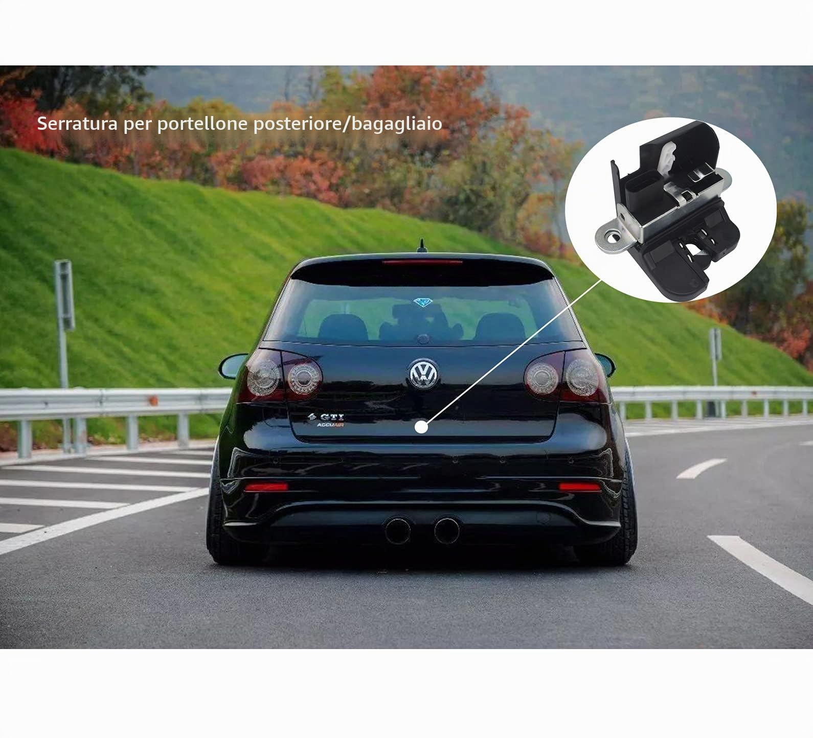 Serratura bagagliaio Golf 5 6 Polo 6R Passat B6 B7 Touran | Codice OEM 1T0827505H 5K0827505A, blocco portellone posteriore, montaggio plug and play