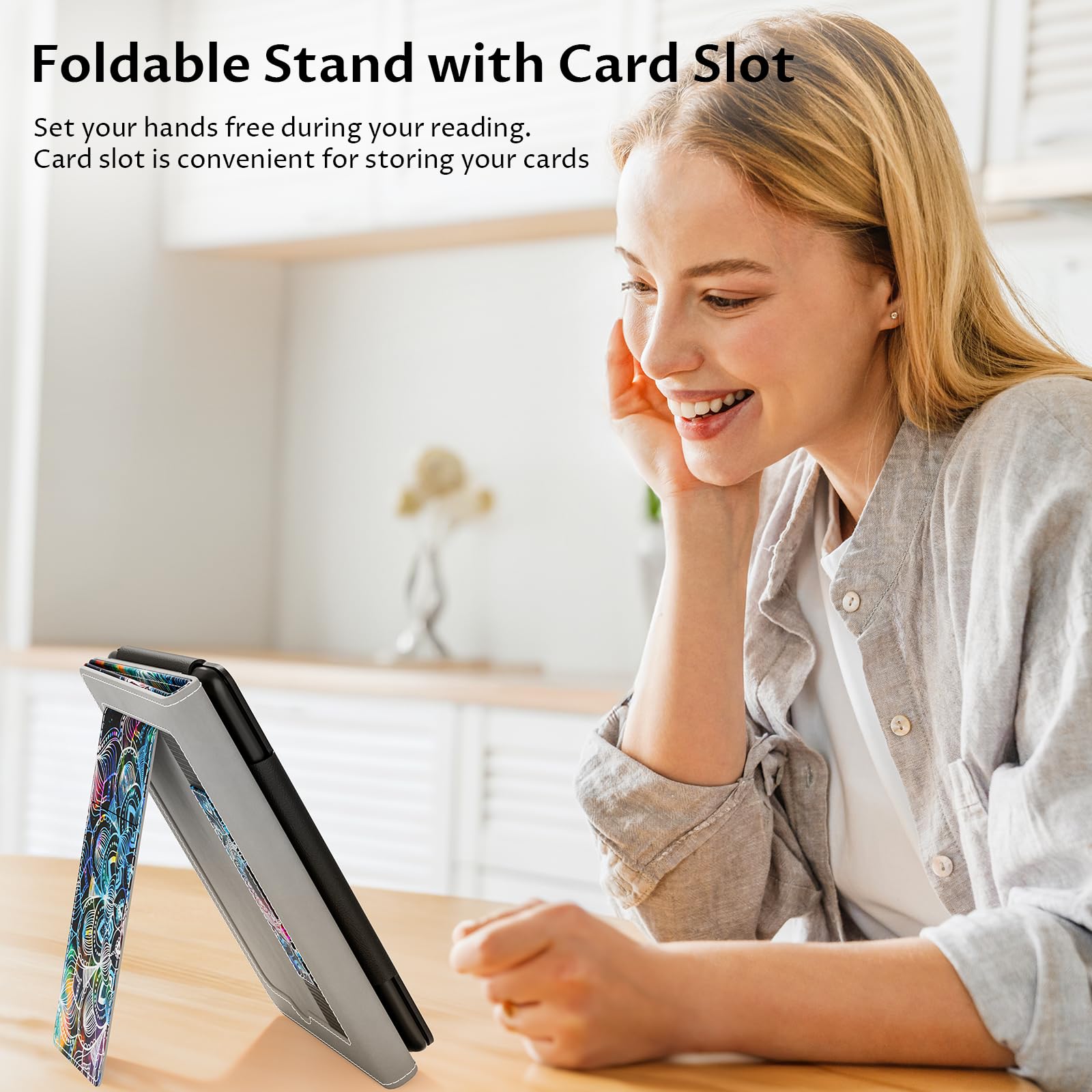 Vori - Custodia per Kindle Paperwhite (adatta a tutte le generazioni Paperwhite di 10a generazione 2018, con supporto e cinturino da polso Mandalas Galaxy