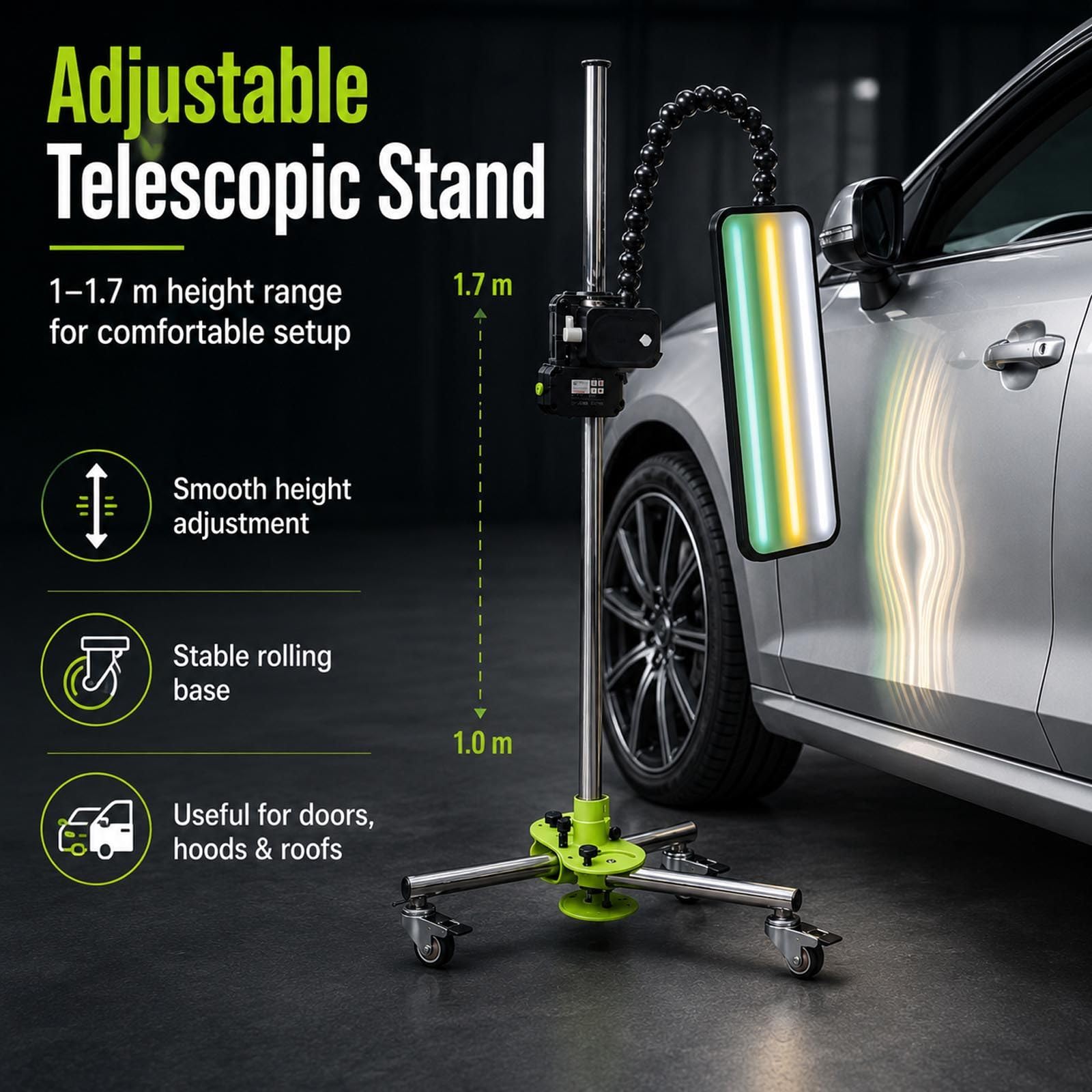 Pannello riflettente PDR con LED 9 colori e supporto regolabile