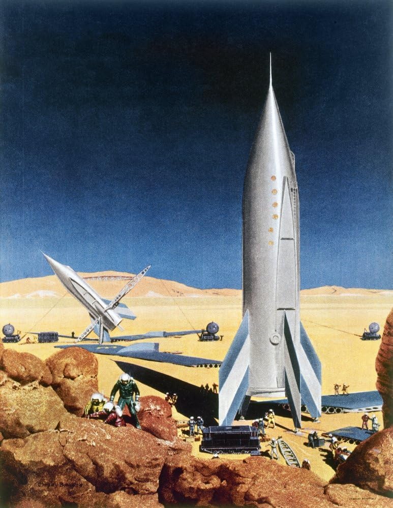 Mars Mission 1950S Namerican Magazine Illustration By Chesley Bonestell Early 1950S Depicting An Exploratory Expedition To Mars Preparing For Its Return Flight To Earth Poster Print by (18 x 24)