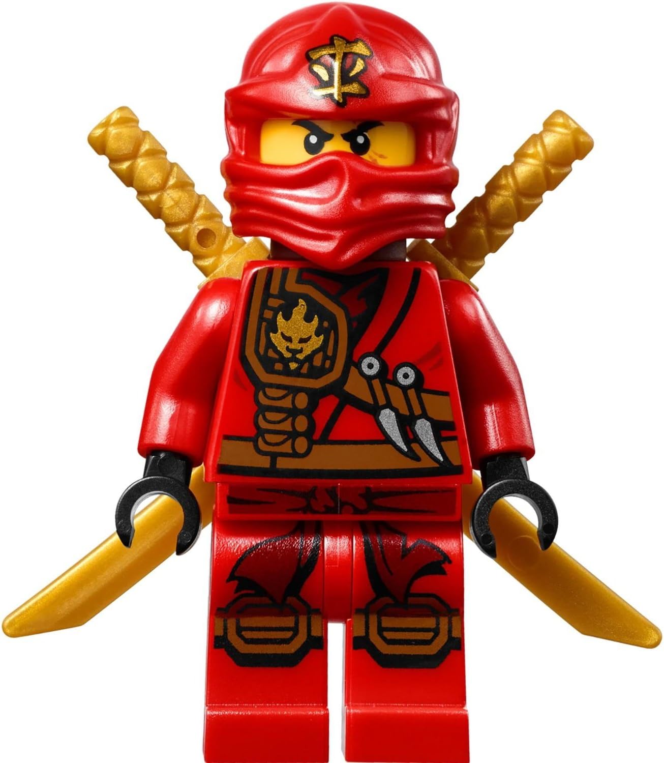 LEGO Ninjago Mini Figure Kai (Red Ninja) with Sword Holder and Two Katanas (Swords)