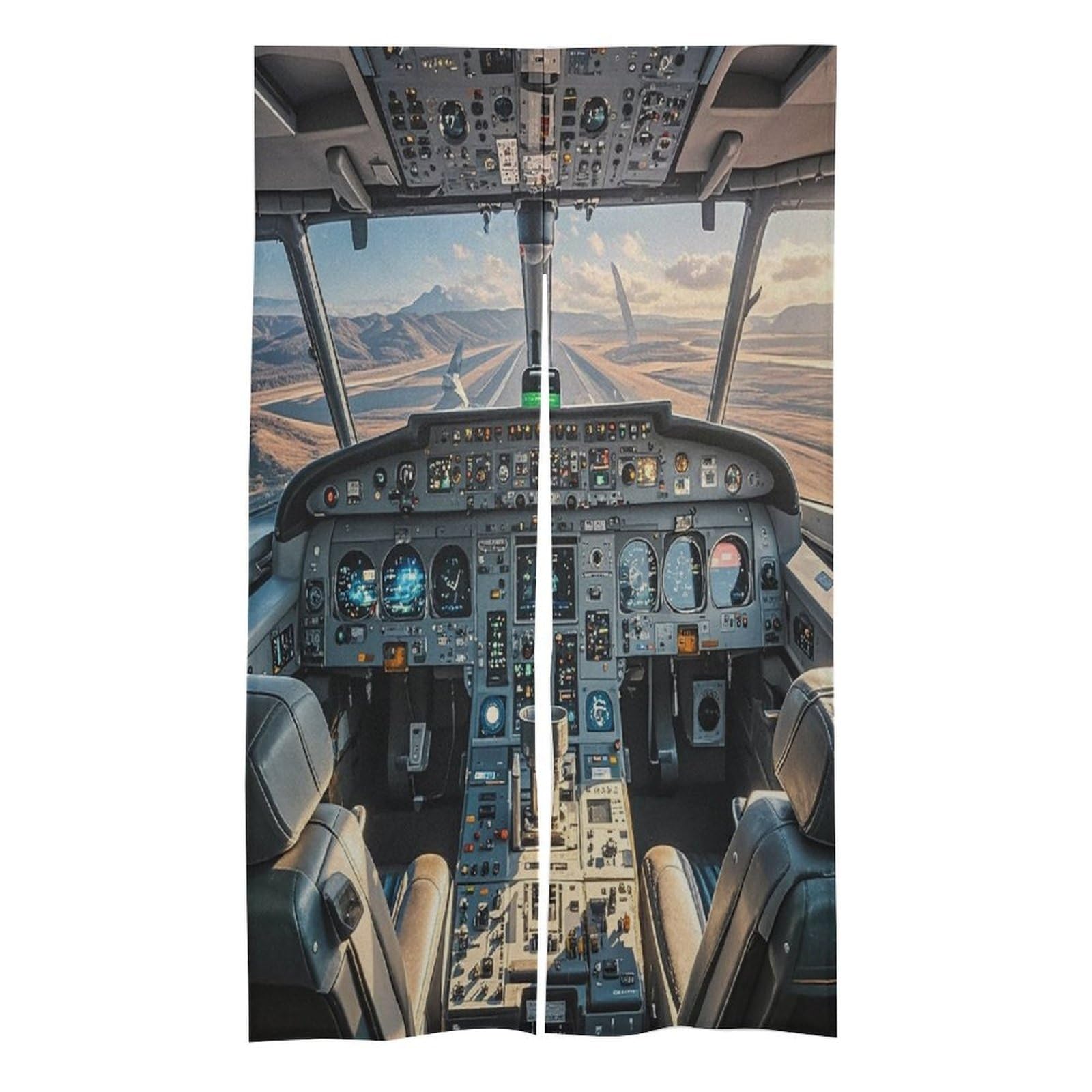 FekiLoot Airplane Cockpit Door Curtain Splice Japanese Style Theme Blackout Doors Cover Hemp Door Tapestry Temperature Protection Barrier Doors Screen for Various Rooms 17W X 57L Inch