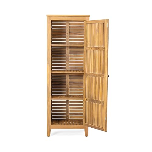 Christopher Knight Home Patio Gribs Acacia Wood Storage Cabinet,Garden/Poolside Tool