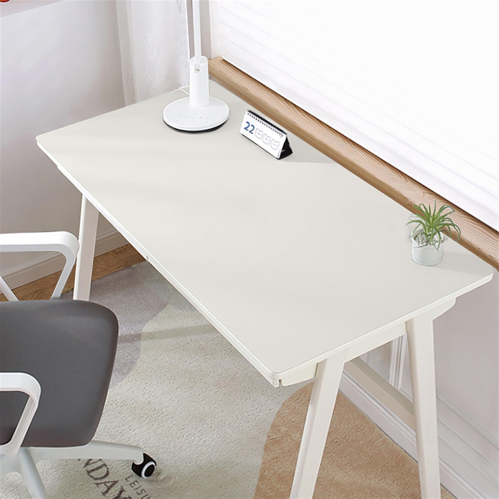 Multifunktionales Office Mauspad, wasserdichte Schreibtischunterlage aus PU-Leder, rutschfeste Schreibtischmatte für Büro und Zuhause, Weiß, 80x140cm