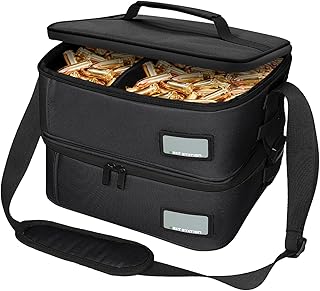 NEXT STATION 2 Layer Stackable Ammo Bag,Tactical Ammo Storage Bag with Built-in Mag Holders for Rifle Pistol Ammo Transportation,Ammo Pouch with Easy Carry Shoulder Strap,ID Patches Included - NEXT STATION
