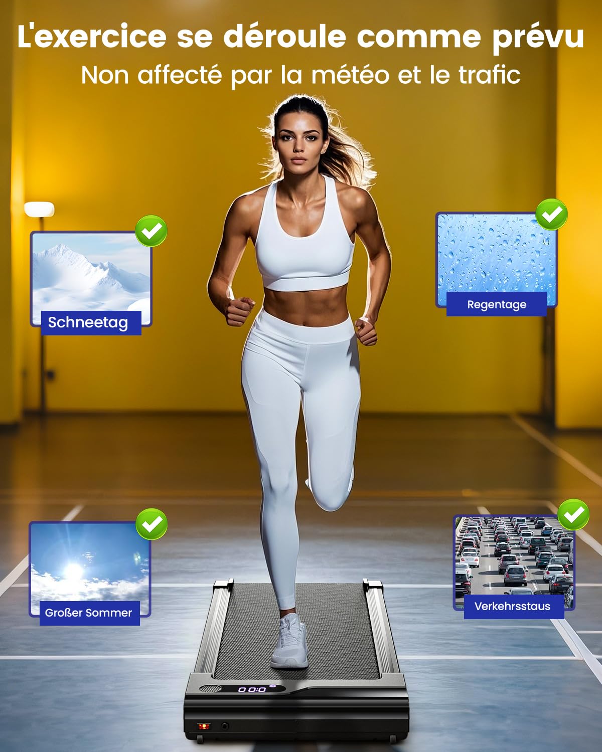 Zeporix Tapis de Course électrique Peu encombrant Portable avec 4 Modes de Vitesse télécommande écran LED
