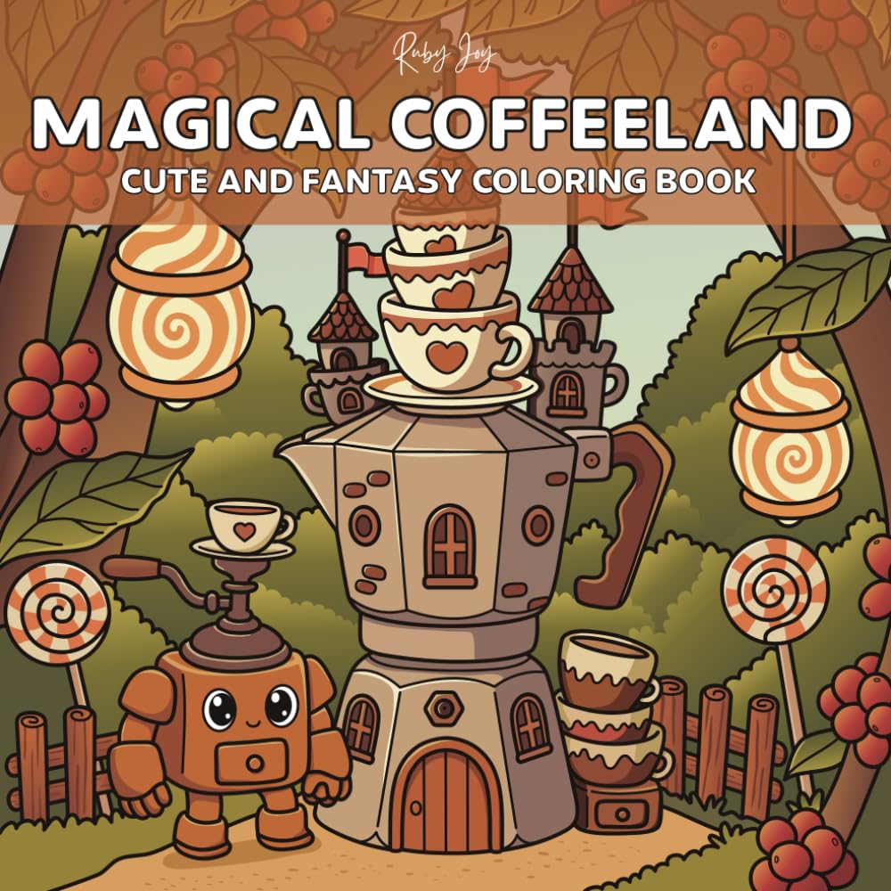 Magical Coffeeland: Cute and Fantasy Coloring Book