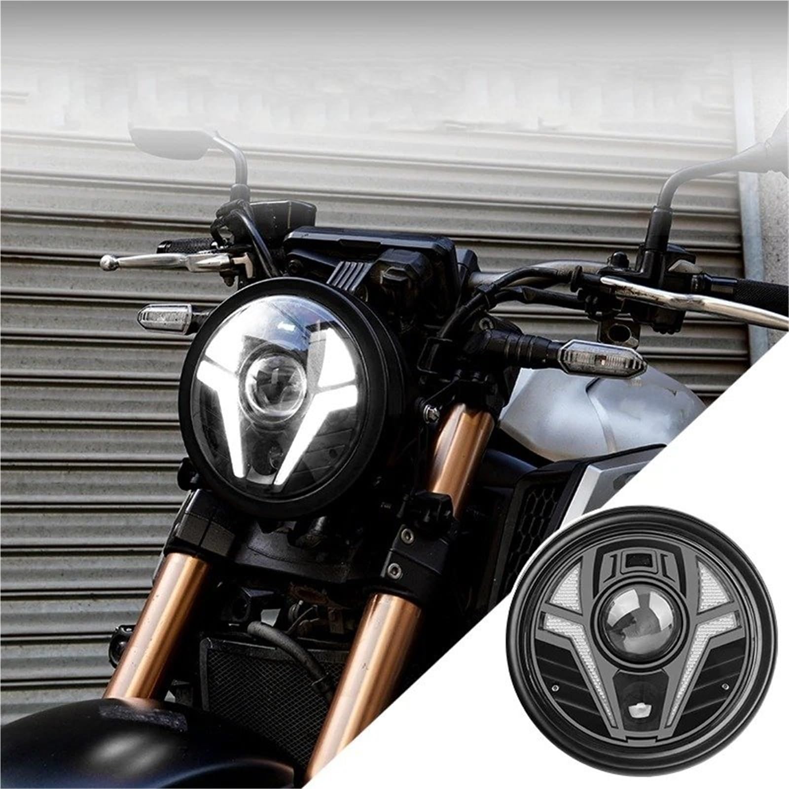 Moto Fari Stradali Spot Light Beam Per Fari Per Moto Con Alloggiamento E Staffa Di Montaggio, Indicatori Direzione Luci Diurne