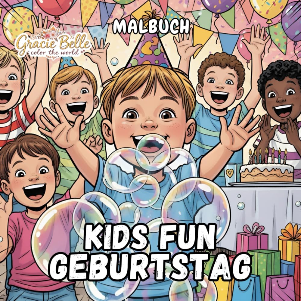 Kids Fun Geburtstag Malbuch: Fröhliche Party-Abenteuer zum Ausmalen für kreative Kinder