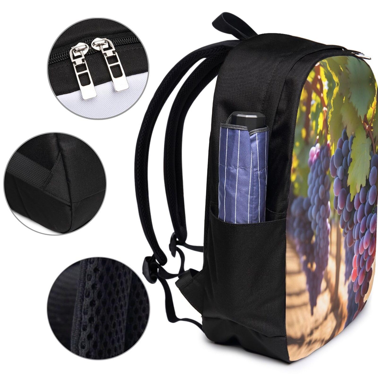 Zaino per computer portatile, con porta USB e cuffie, tracolla regolabile