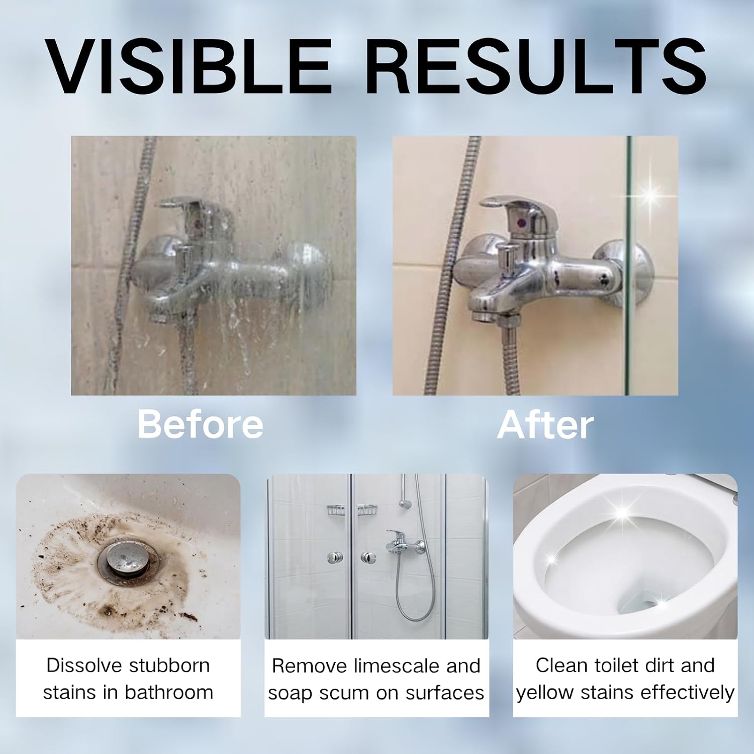 2PCS Scale Remover Bathroom Cleaner Foam Spray,Powerful Scale Remover,Bathroom Cleaner Foam Spray,Suitable for Tiles, Glass, Stainless, Steel, Sink.