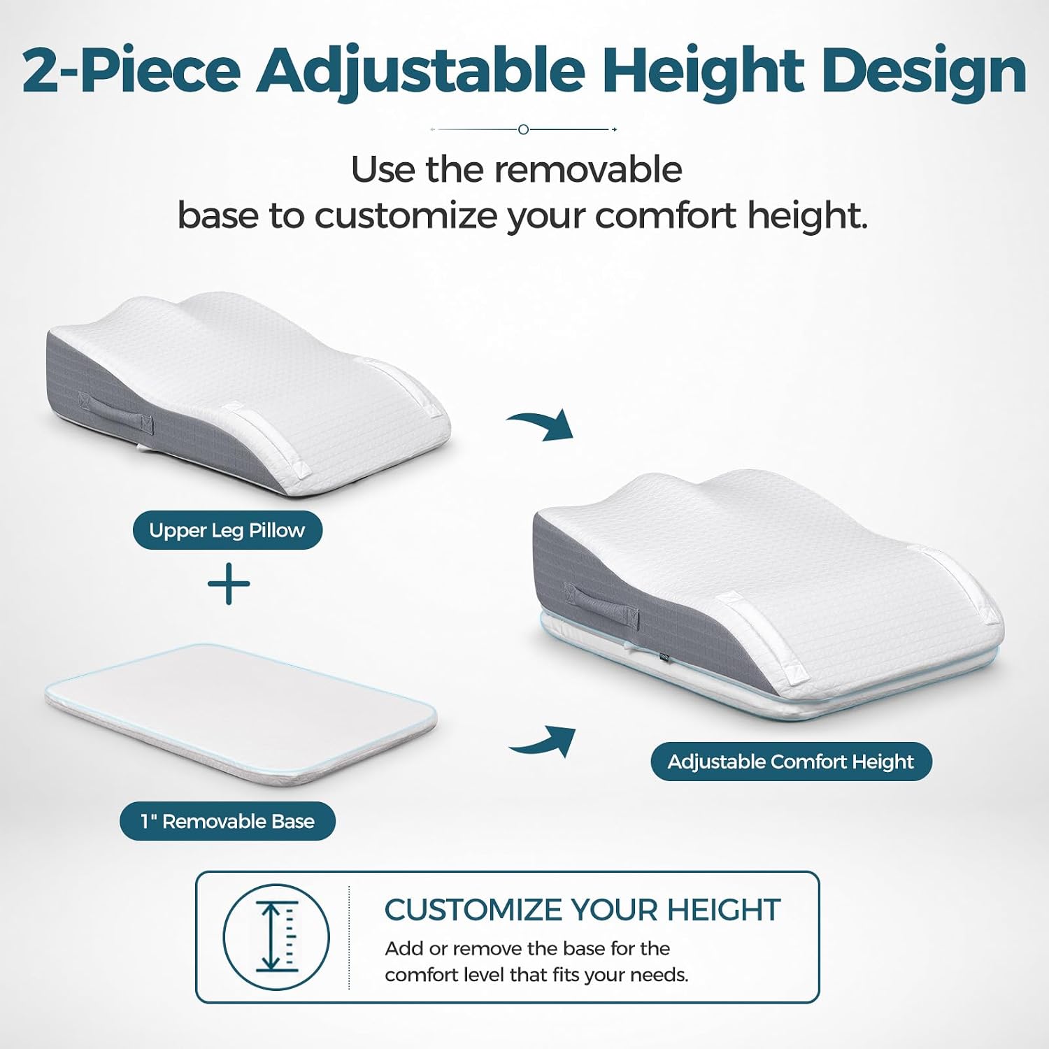Leg Wedge Pillow, Wide Dual-Leg Elevation Pillow, Adjustable Height