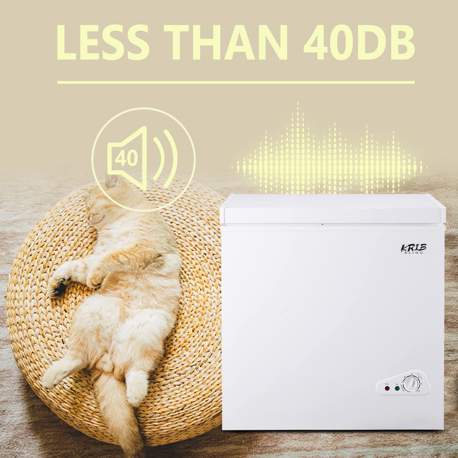 5.0 Cu.Ft Compact Chest Freezer With Removable Basket, Krib Bling Top Door Open Freestanding Deep Freezer With 7 Gears Temperature Adjustment, Ideal For Home, Kitchen & Office, White on Fridge.com - View 5