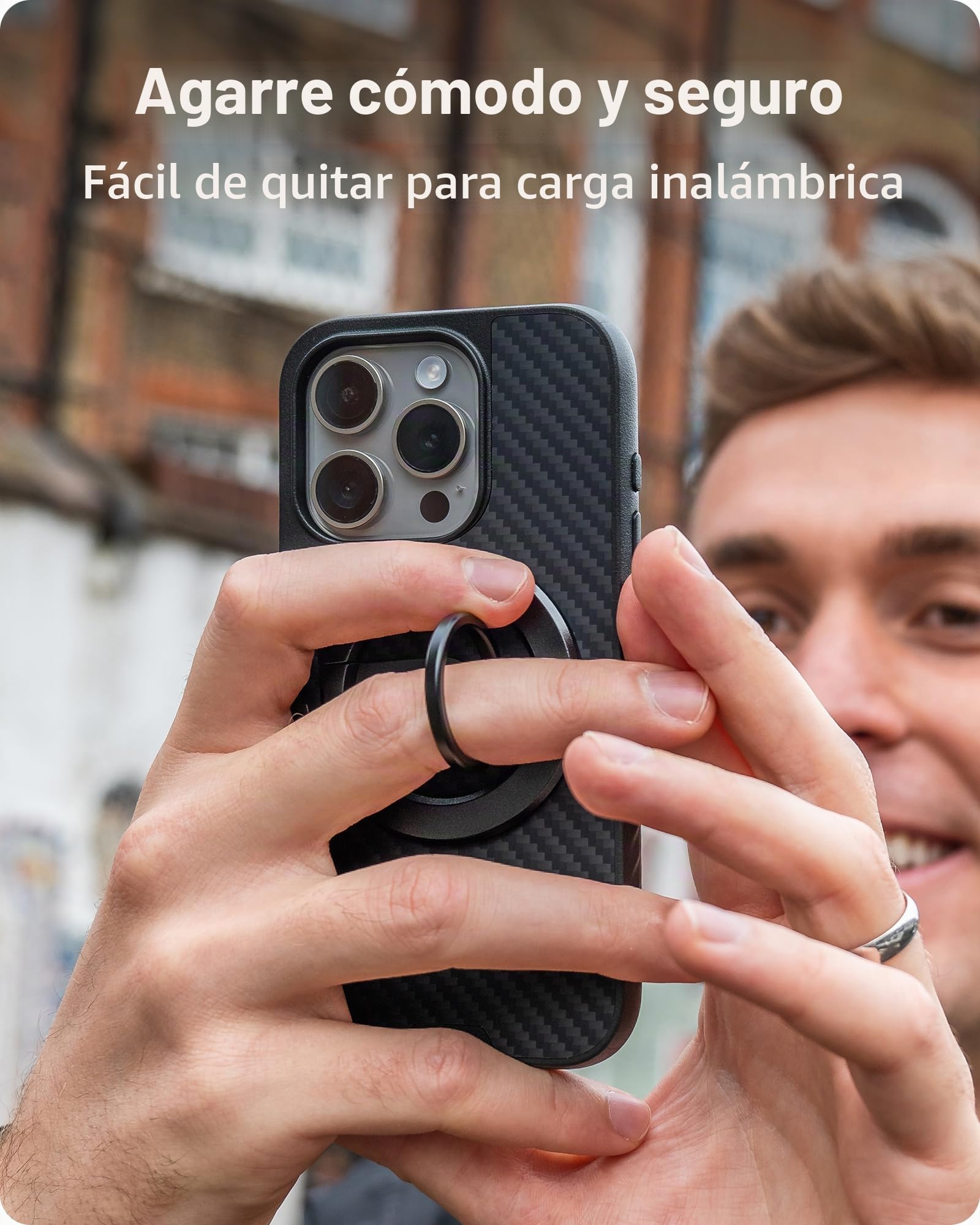 Mous Anillo Magnetico Compatible con MagSafe y Pixelsnap - Ring y Soporte Movil para iPhone 17/16/15/14, Pixel 10, S26/S25 Series