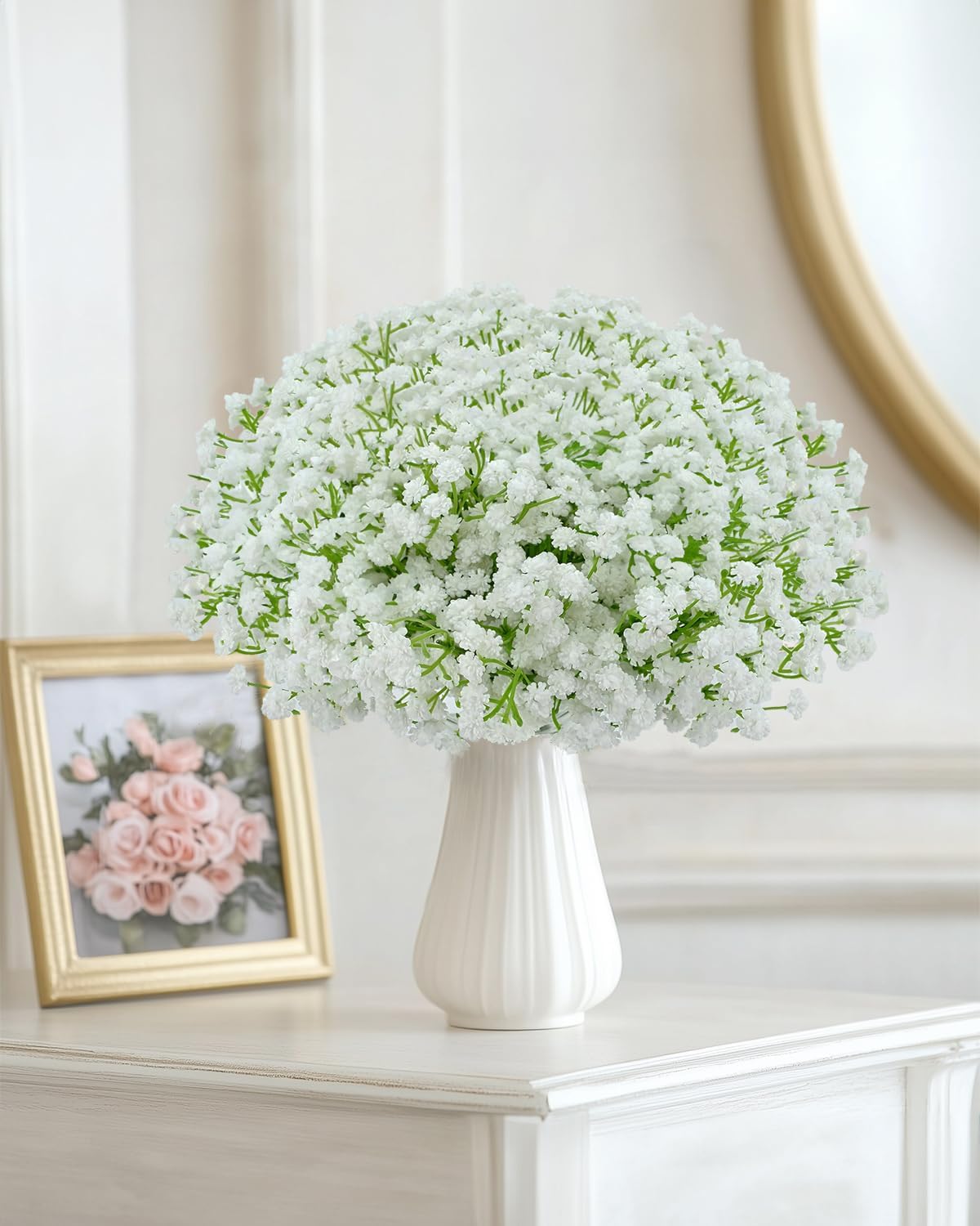 30Pcs Babys Breath Artificial Flowers, Small Faux Baby Breath Flowers Artificial Bulk, Real Touch White Gypsophila Fake Babies Breath Flowers for Wedding Home Outdoors Decor Floral Arrangement - Image 9