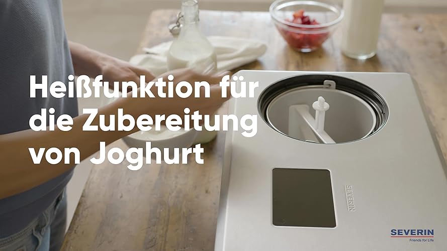 Bild 6 - SEVERIN 2-in-1 Eismaschine mit Joghurtfunktion, Kompressor Ice Cream Maker für Eis, Sorbet und Frozen Joghurt, Speiseeismaschine inkl. zwei Eisbehälter, Edelstahl-gebürstet, EZ 7406